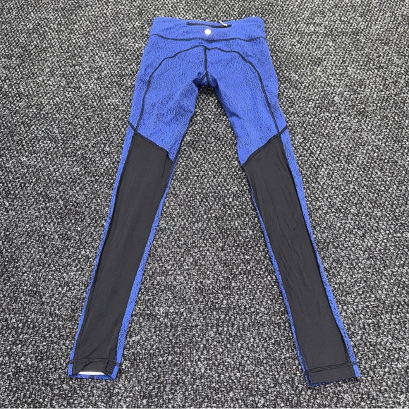 Lululemon Inspire Tight Leggings Size 4 Blue Black Full Length Running Athletic - Picture 2 of 7